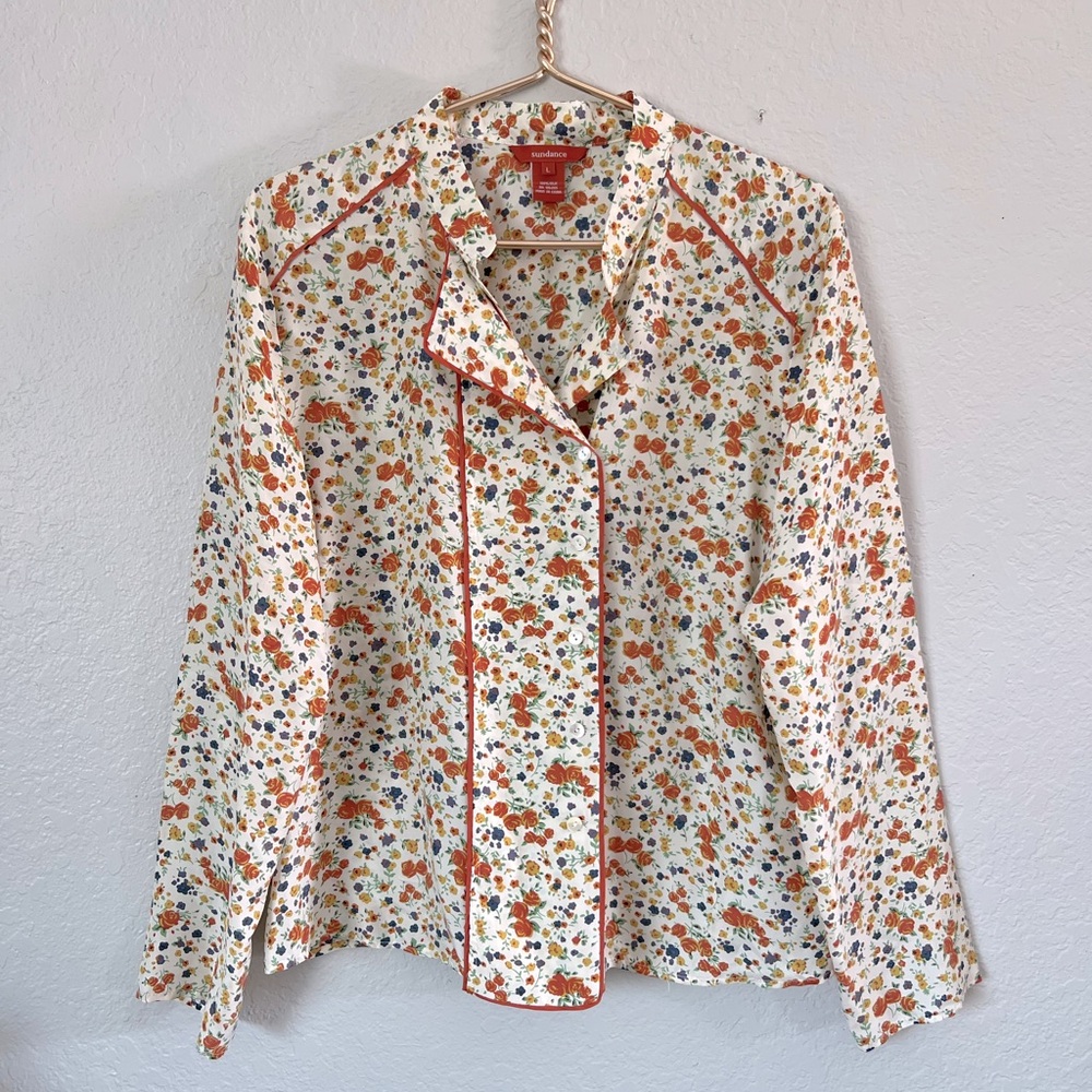 Sundance 100% Silk Button Over Blouse